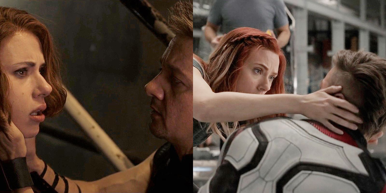Clint and Natasha Cradle Each Other's Faces in Avengers: Age of Ultron and Endgame
