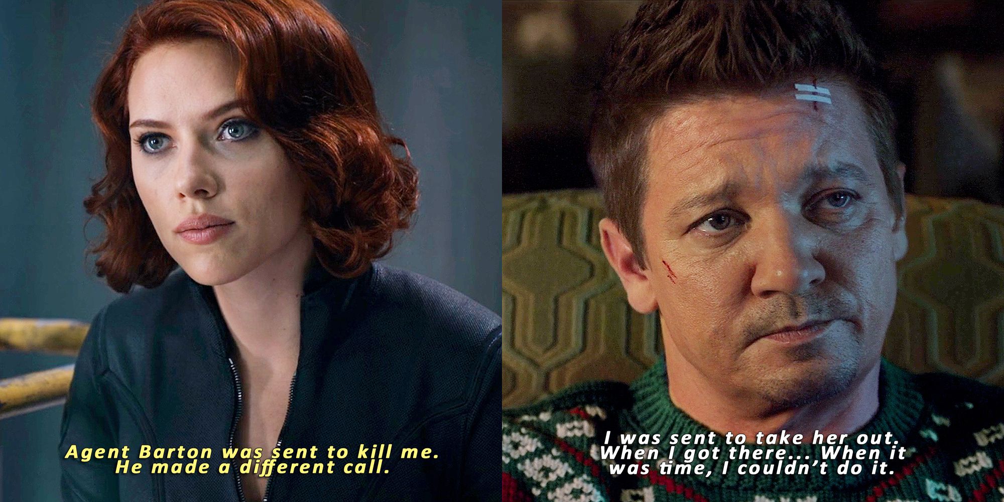 Clint and Natasha Discussing Clint's Different Call in The Avengers and Hawkeye