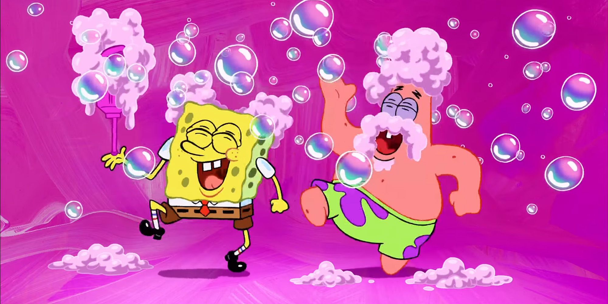 The SpongeBob SquarePants Movie, SpongeBob and Patrick dancing surrounded by bubbles