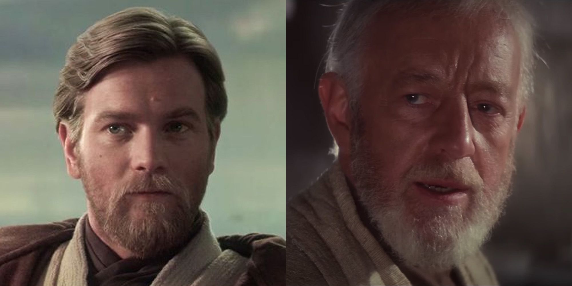 Obi Wan Kenobi, Ewan McGregor (left), Alec Guinness (right)