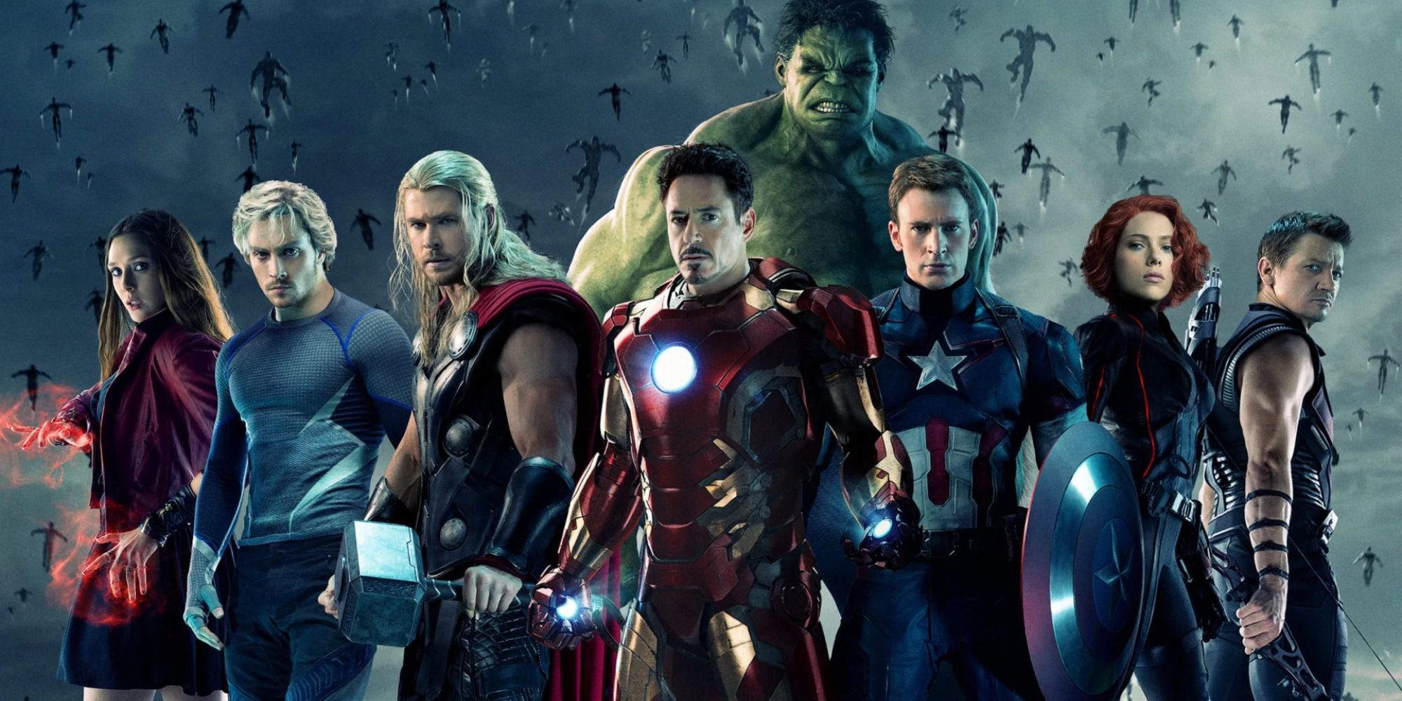 The Avengers stand beside each other for Age of Ultron promo material