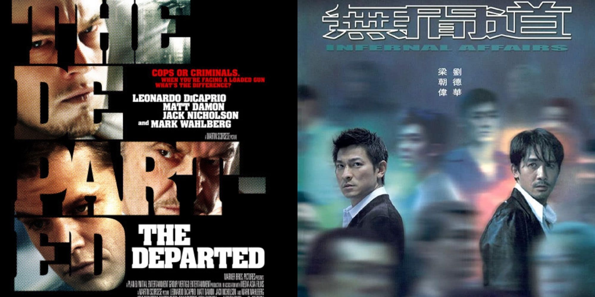The Departed poster on the left and TInfernal Affairs poster on the right