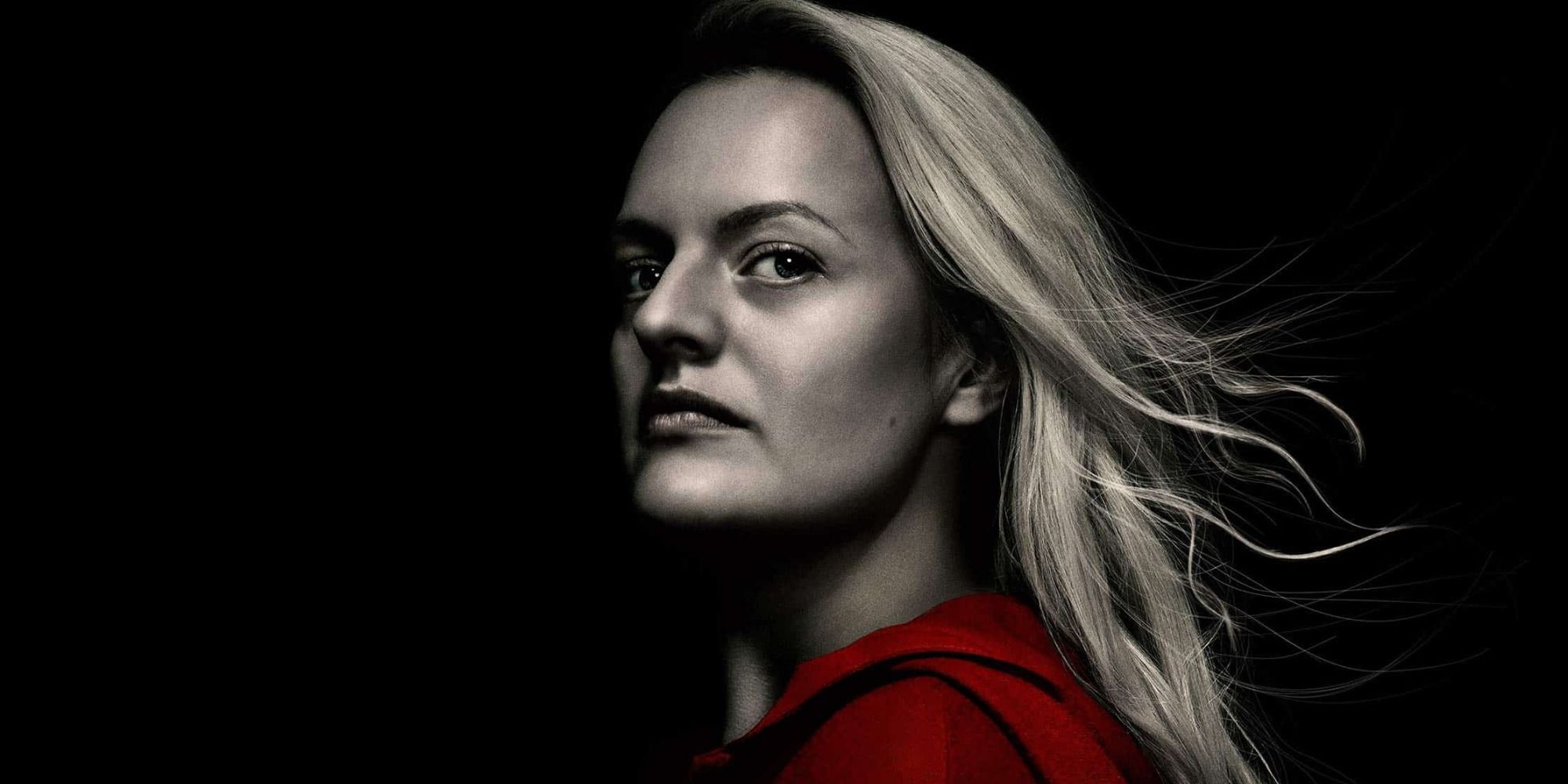 Elisabeth Moss as June in a promotional image for The Handmaid's Tale.
