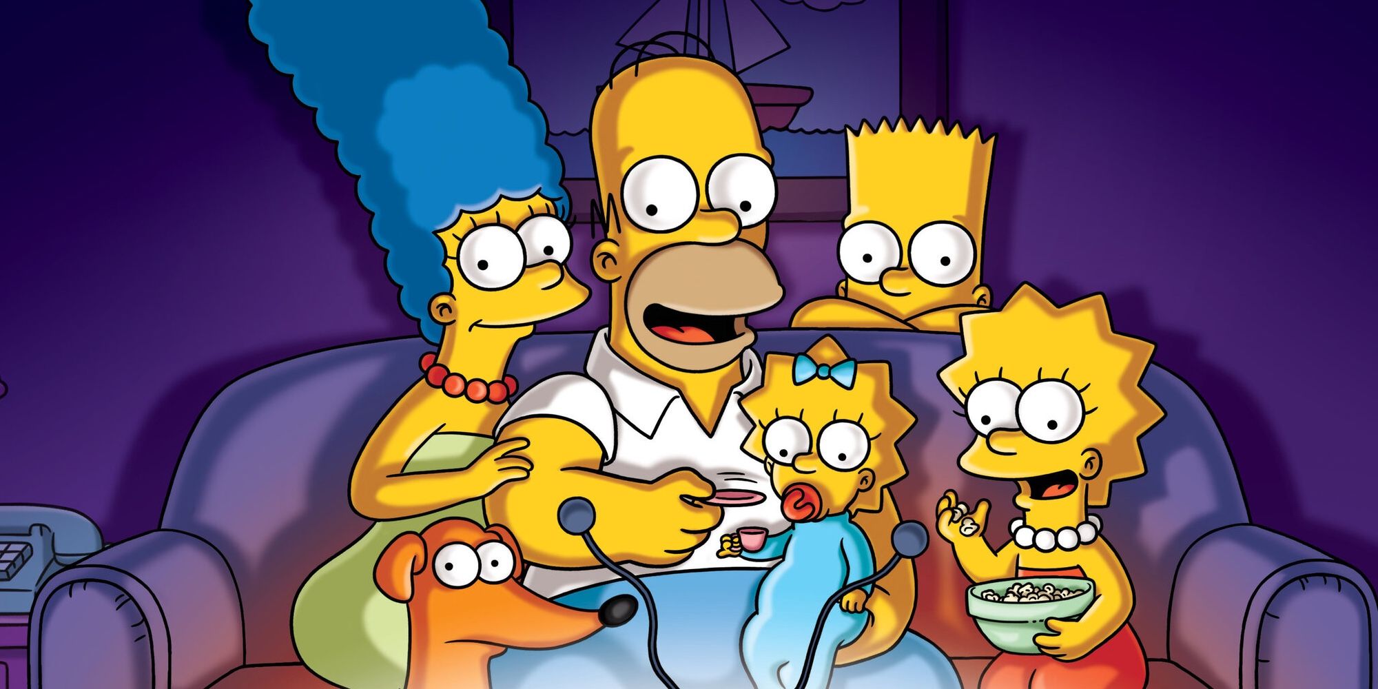 The Simpsons family watching TV