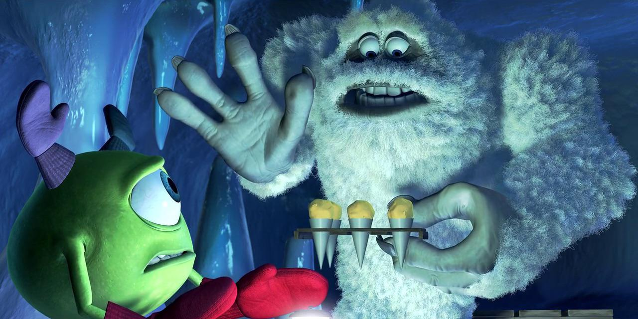 L'abominable homme des neiges et Mike Wazowski dans Monstres Inc.