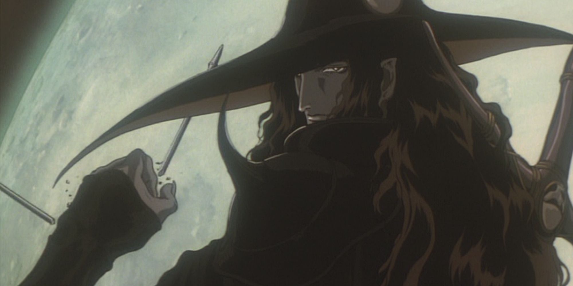 D turning around to face the camera in Vampire Hunter D
