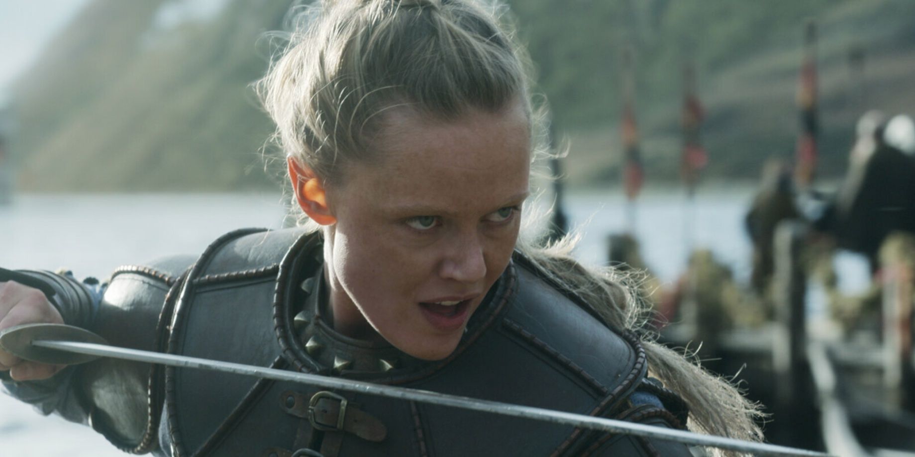 Frida Gustavsson with a sword in 'Vikings: Valhalla'