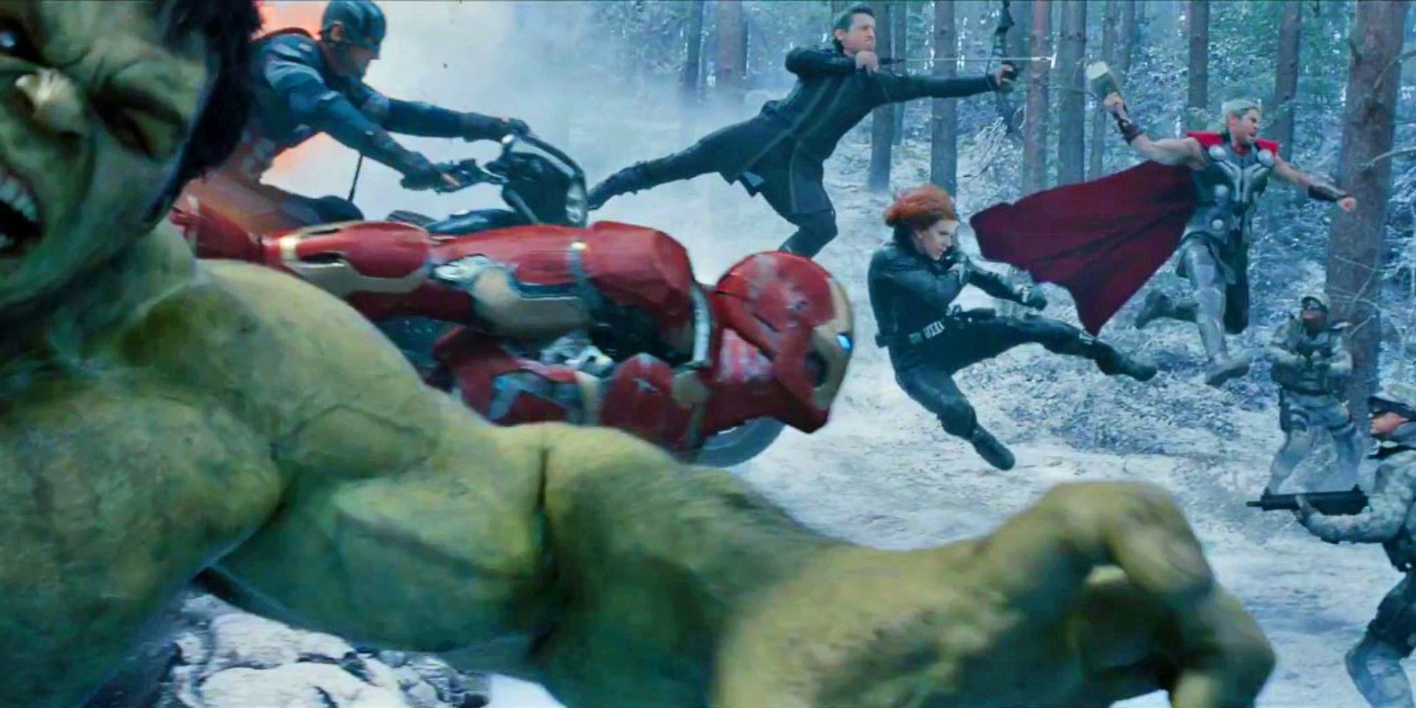 Avengers fighting together
