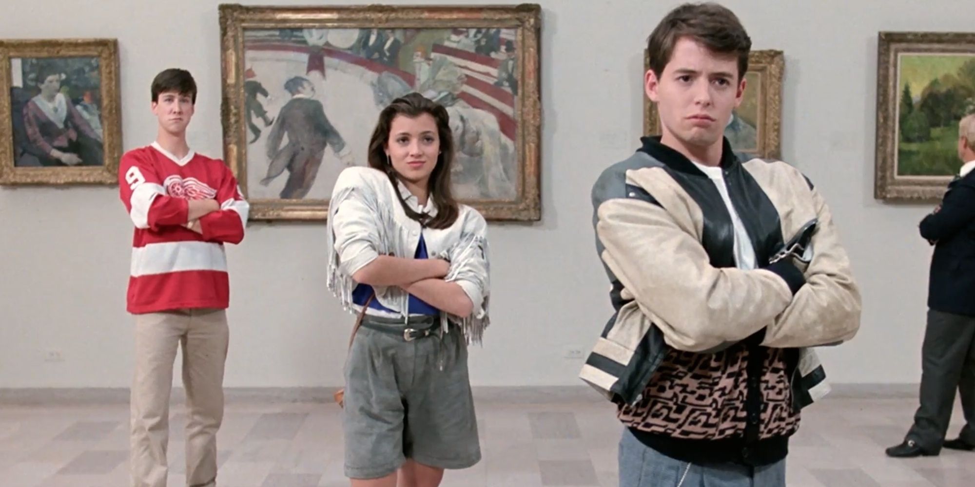 Alan Ruck, Mia Sara, and Matthew Broderick as Cameron Frye, Sloane Peterson, and Ferris Bueller in Ferris Bueller's Day Off