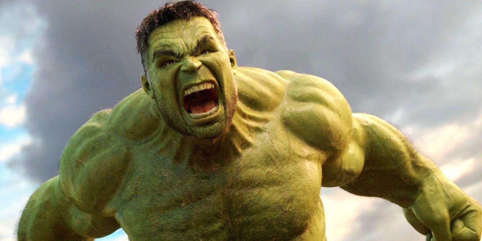 The Hulk (Mark Ruffalo) roars enraged.