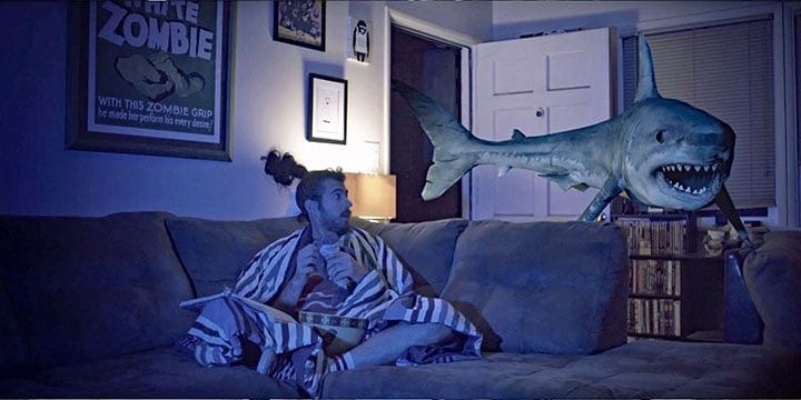 bad cgi sharks shark swimming in living room Cropped