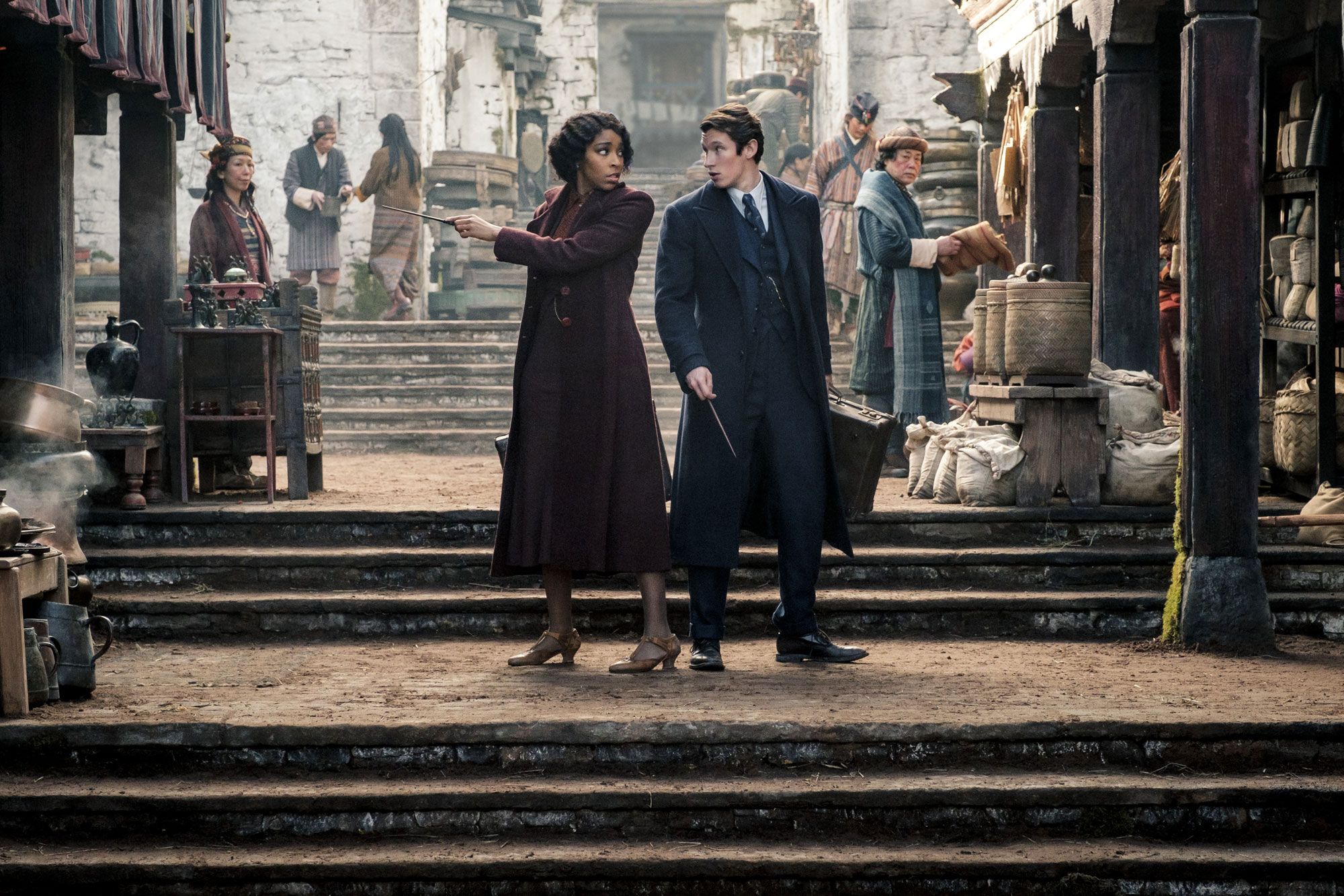 Jessica Williams and Callum Turner in Fantastic Beasts 3