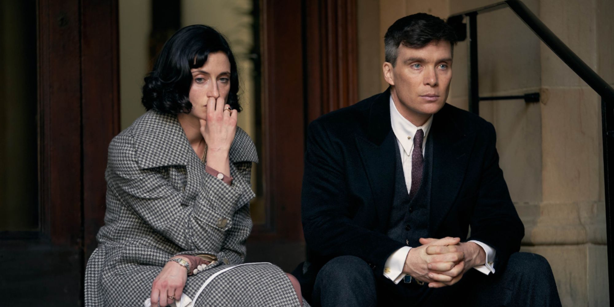 Cillian Murphy as Tommy Shelby and Natasha O'Keeffe as Lizzie Stark in Peaky Blinders Season 6