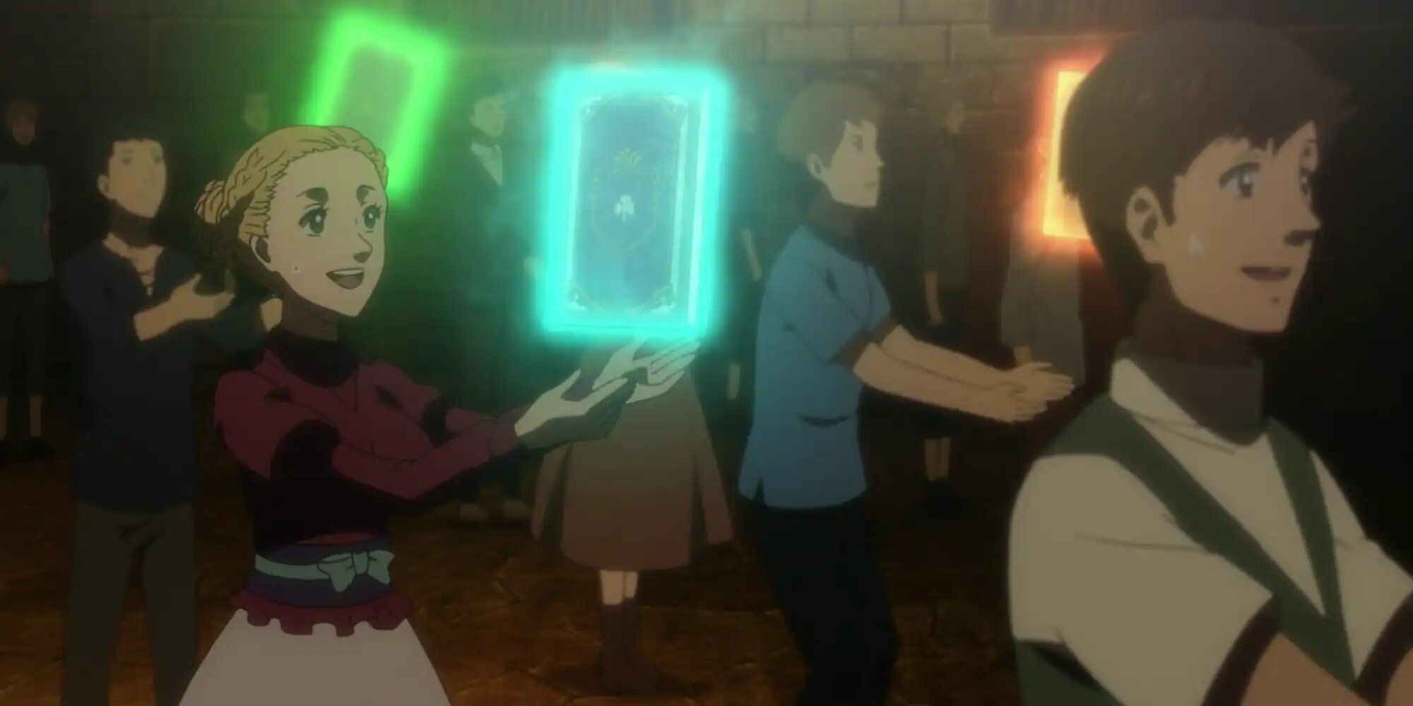 Young people receiving their grimoires in Black Clover