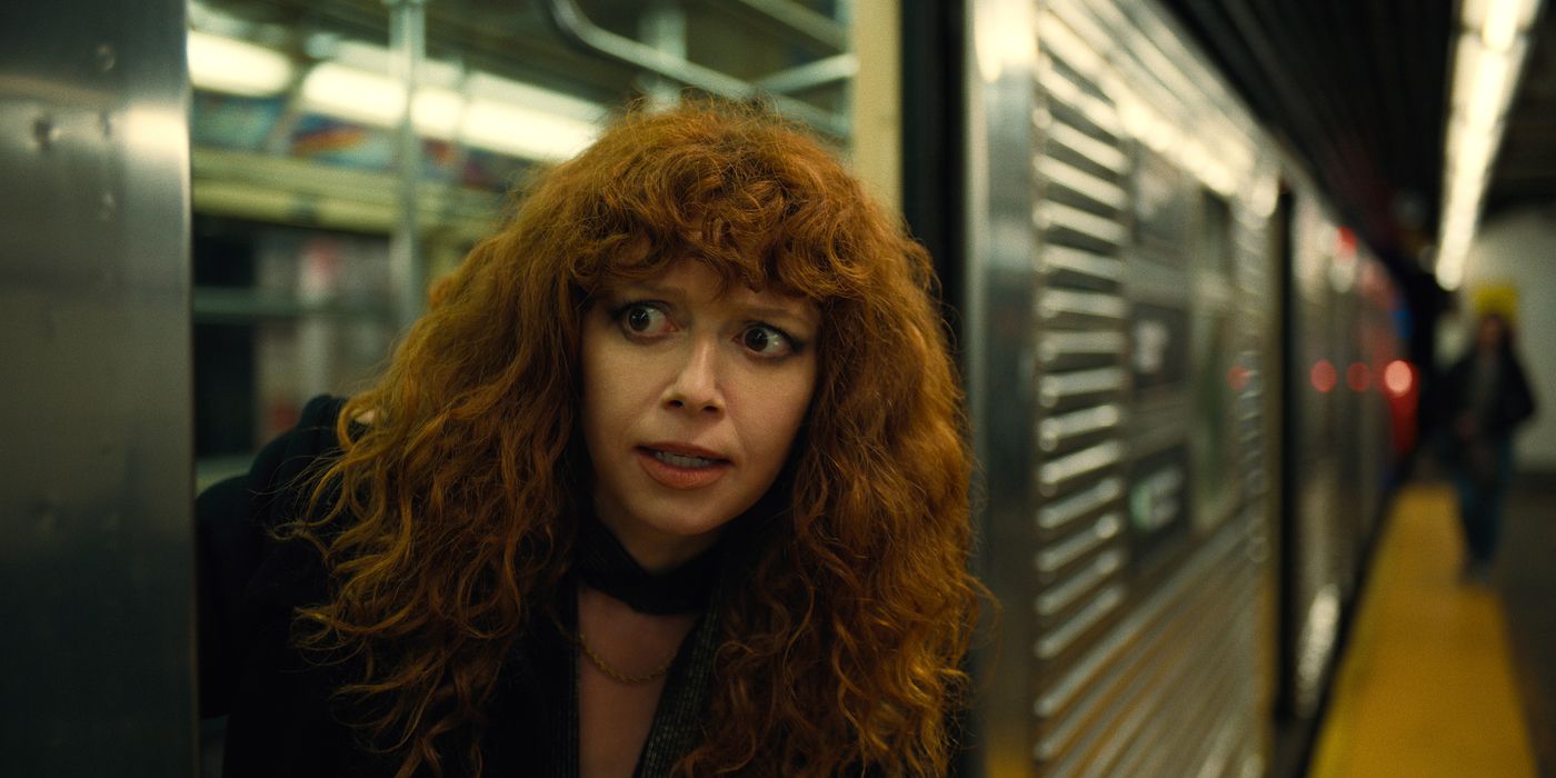 Natasha Lyonne as Nadia Vulvokov Steps Off The Subway Bleeding.