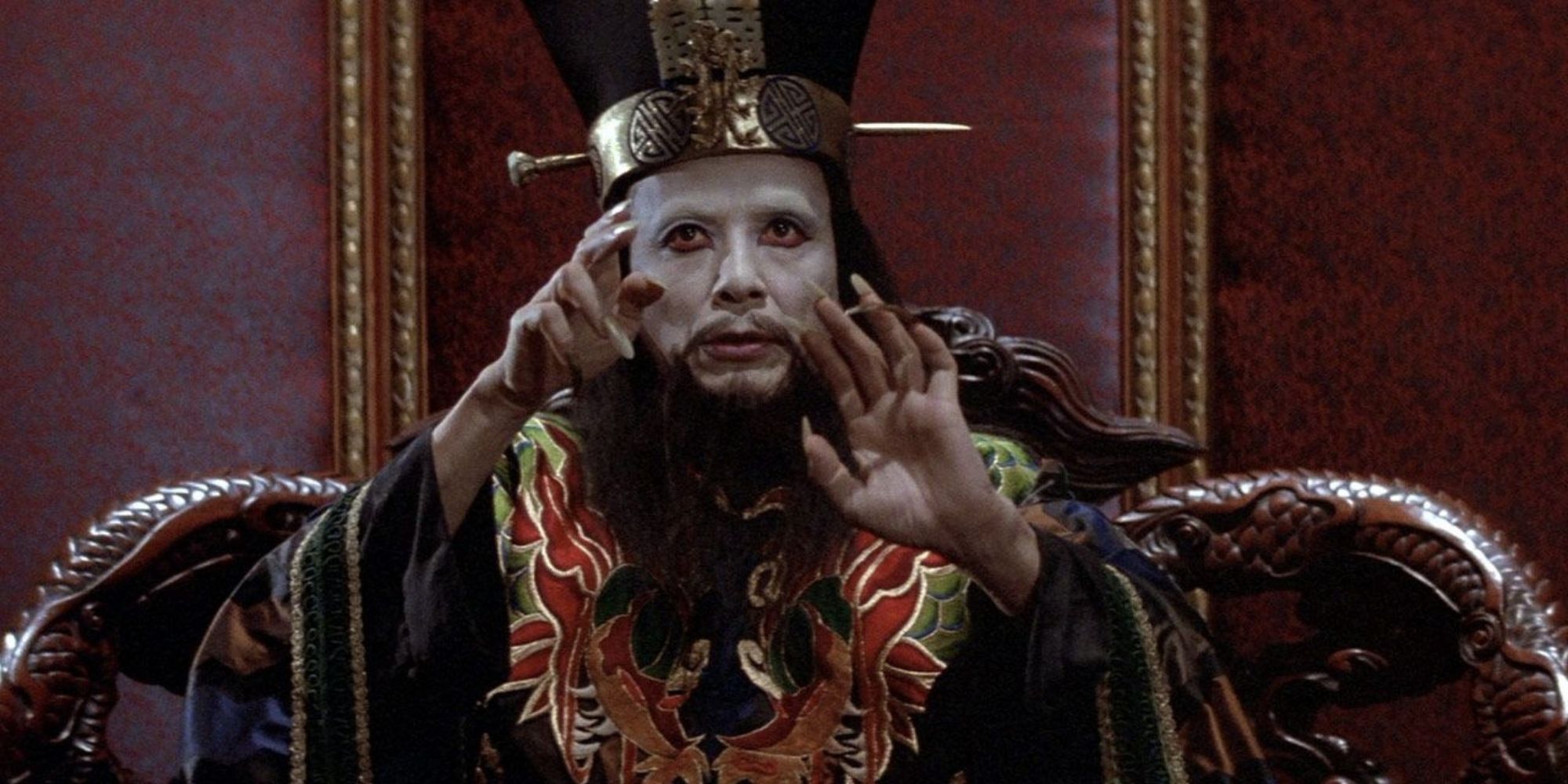 james hong in big trouble as lo pan in emperor outfit with long nails