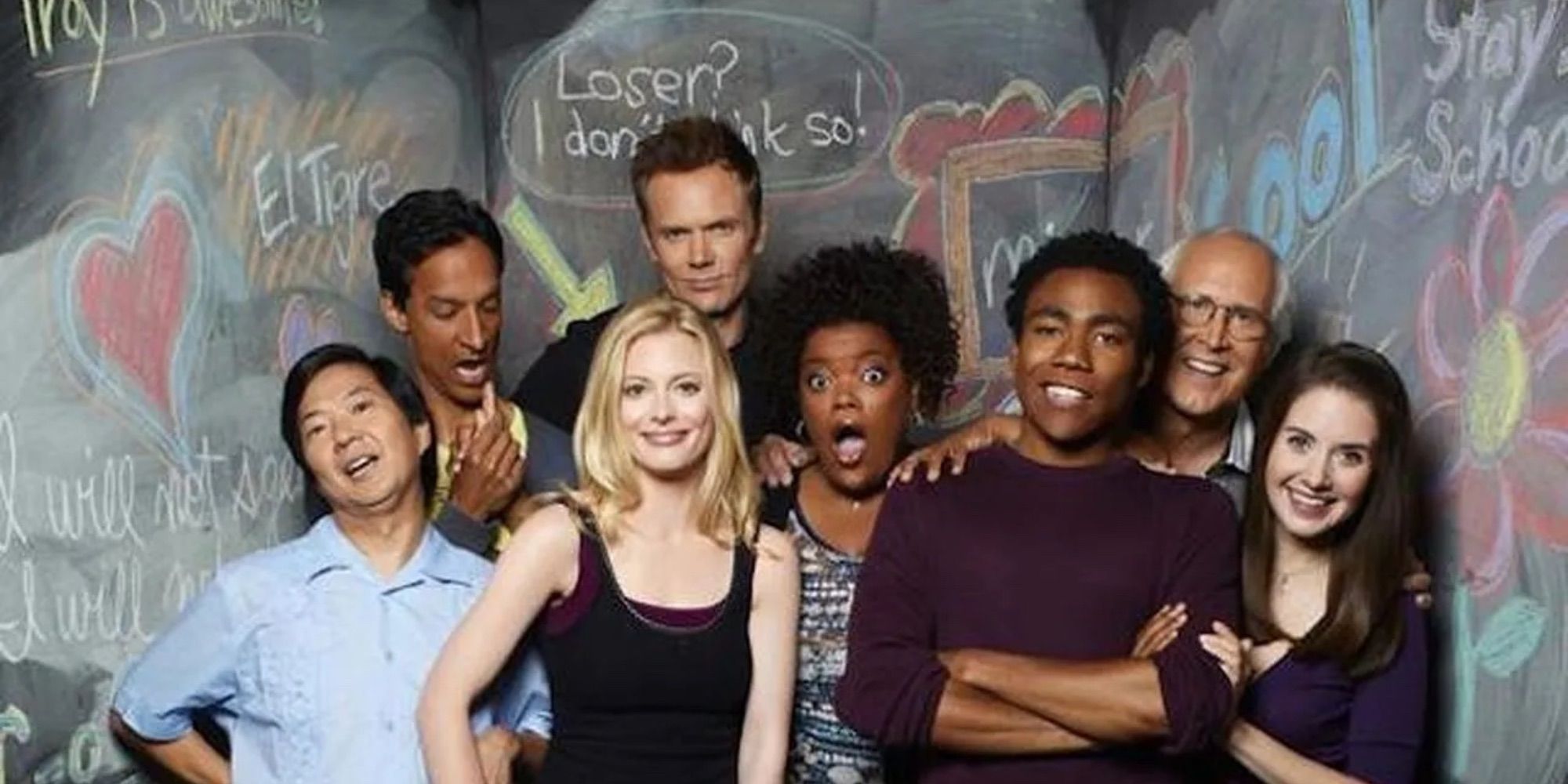 community Chang, Abed, Britta, Jeff, Shirley, Troy, Pierce, Annie