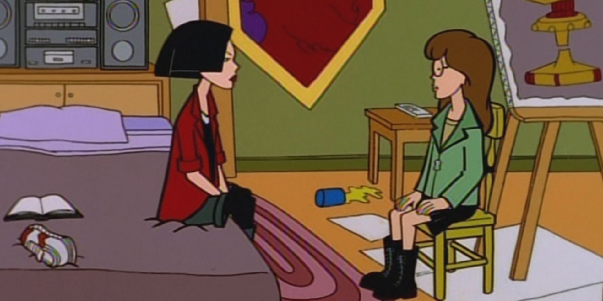 Daria and Jane facing each other at Daria's room in Daria