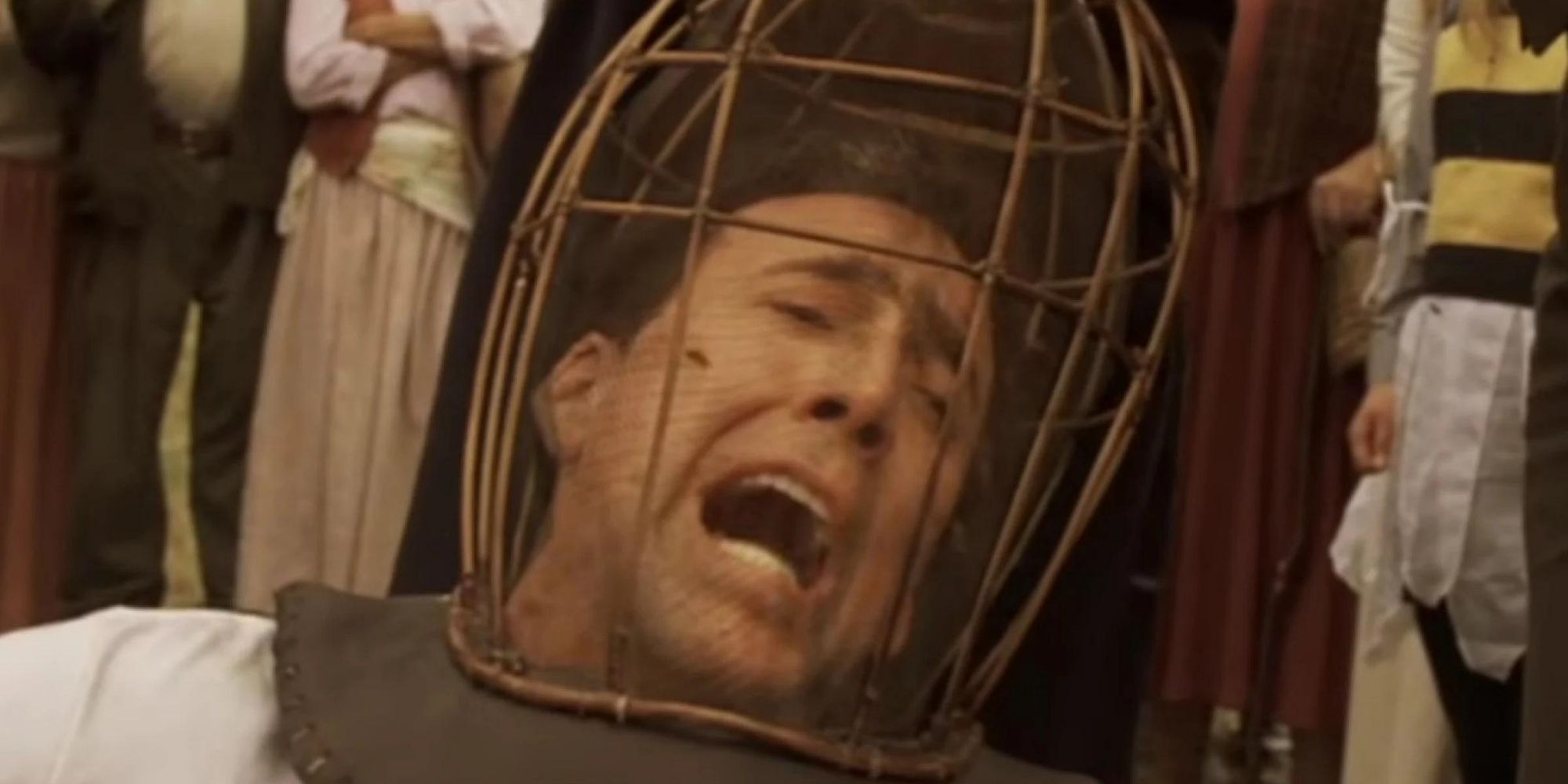 nicolas cage with the bee mask in the wicker man tortured and in pain