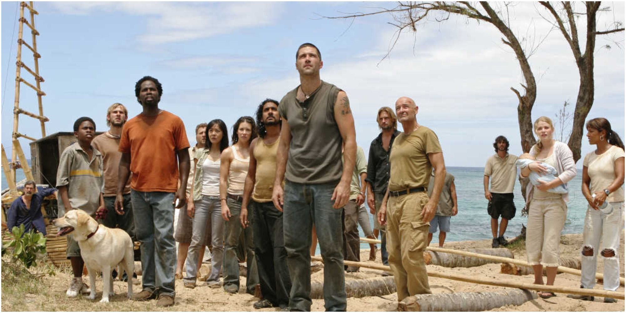 The cast of Lost standing on the beach