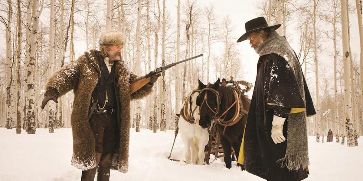 Kurt Russell et Samuel L. Jackson dans 'The Hateful Eight' (Les Huit Détestables)