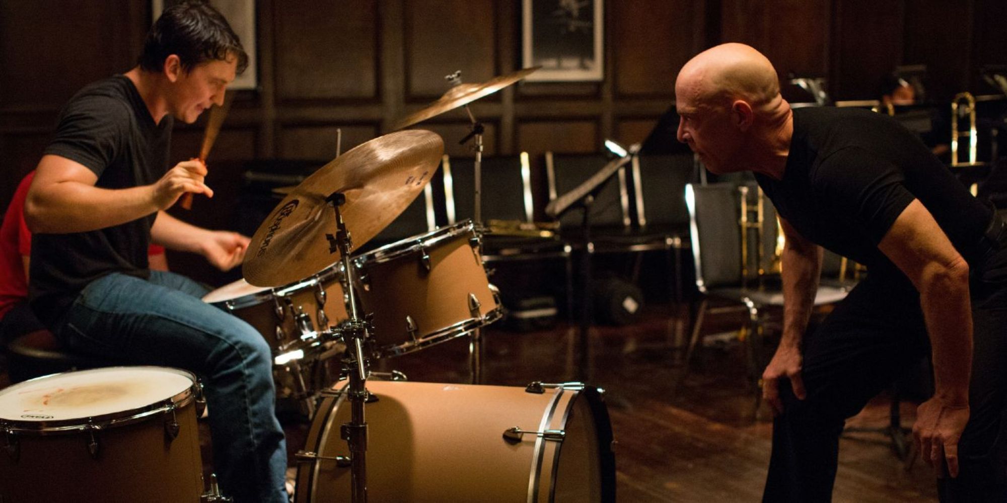 Miles Teller and JK Simmons in 'Whiplash'