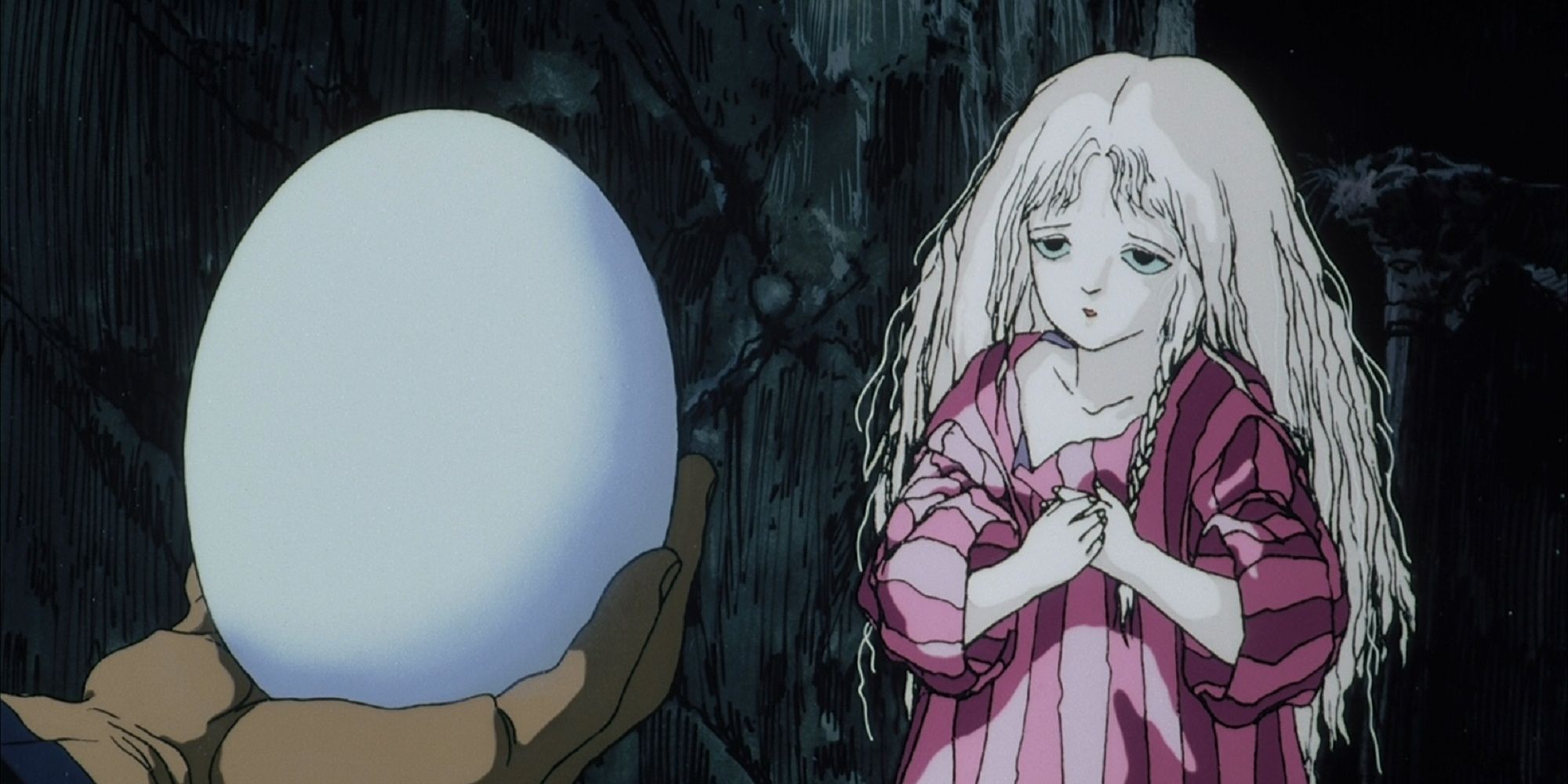 The young girl and her egg in Angel's Egg.
