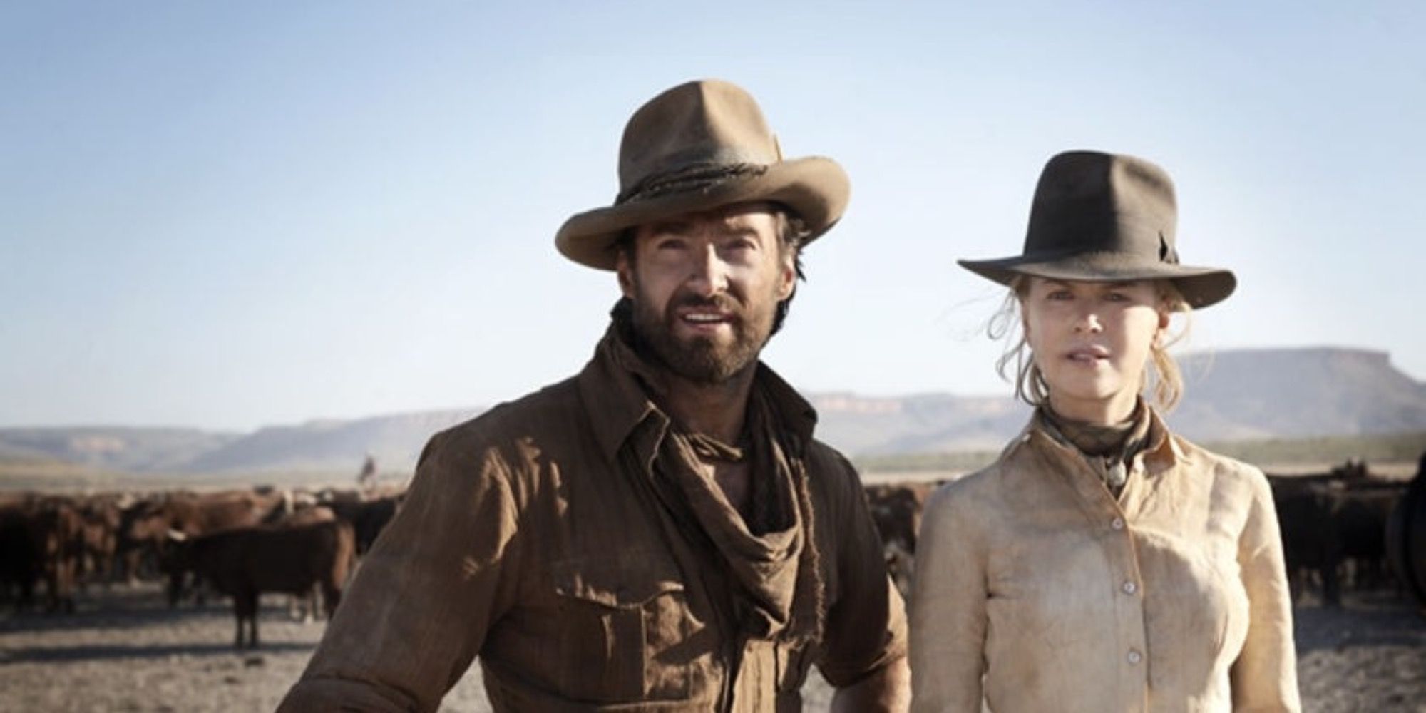 Hugh Jackman and Nicole Kidman in the outback