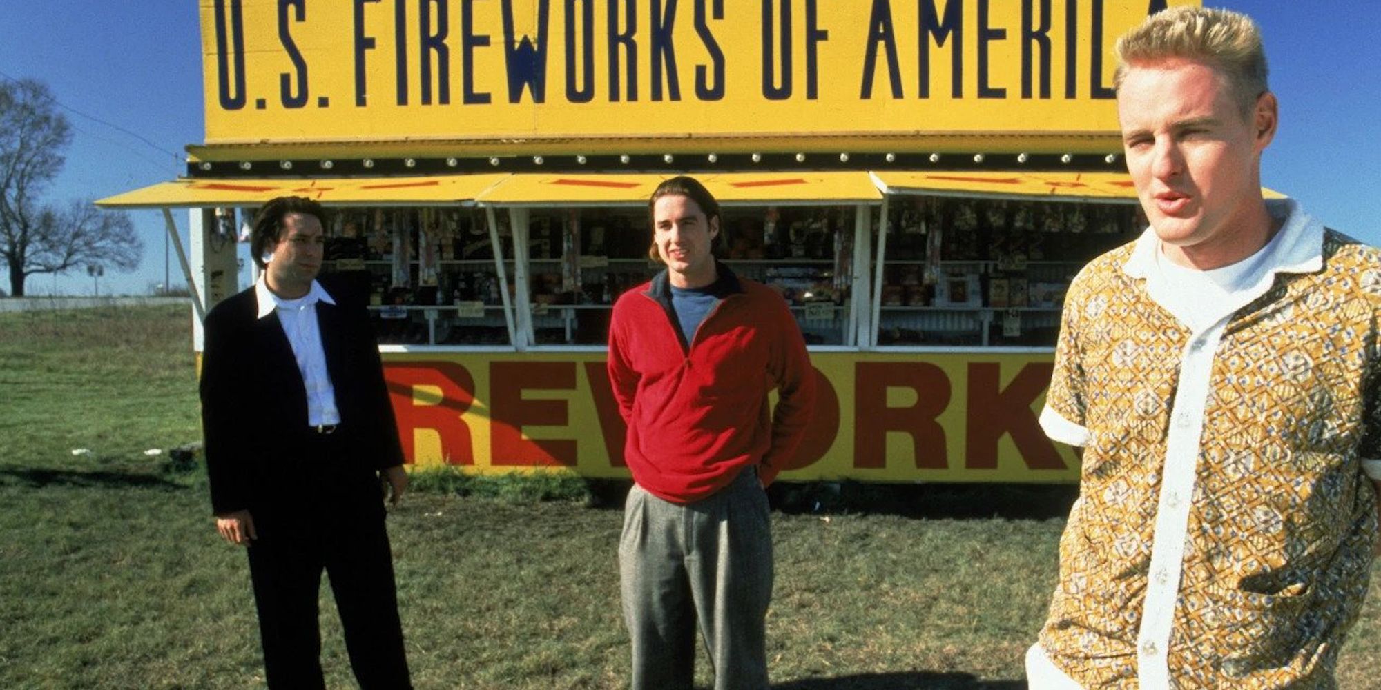 Dignan and Anthony standing in an open field in Bottle Rocket.
