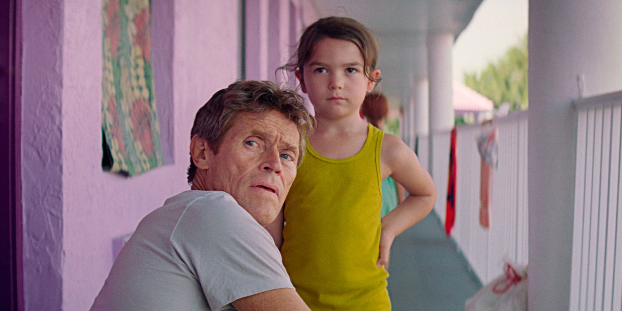 Brooklynn Prince and Willem Dafoe in The Florida Project