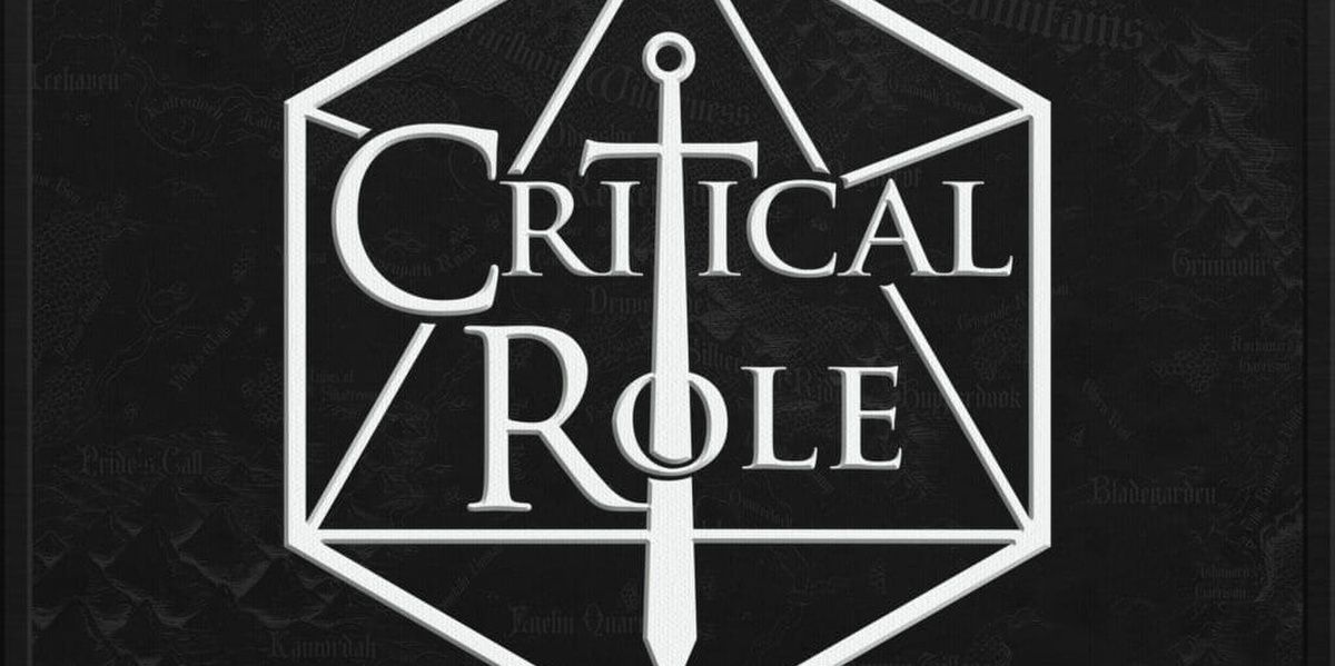Logo de Critical Role à l'intérieur d'un dé DnD, une épée traversant le milieu.