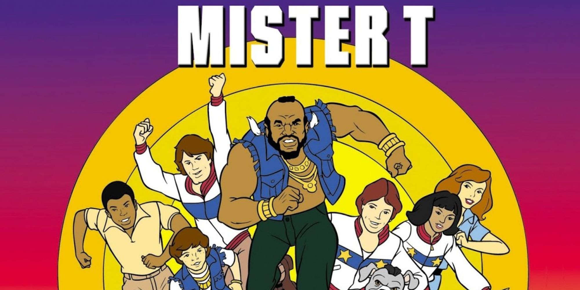 Cartoon Mr. T and his gymnasts