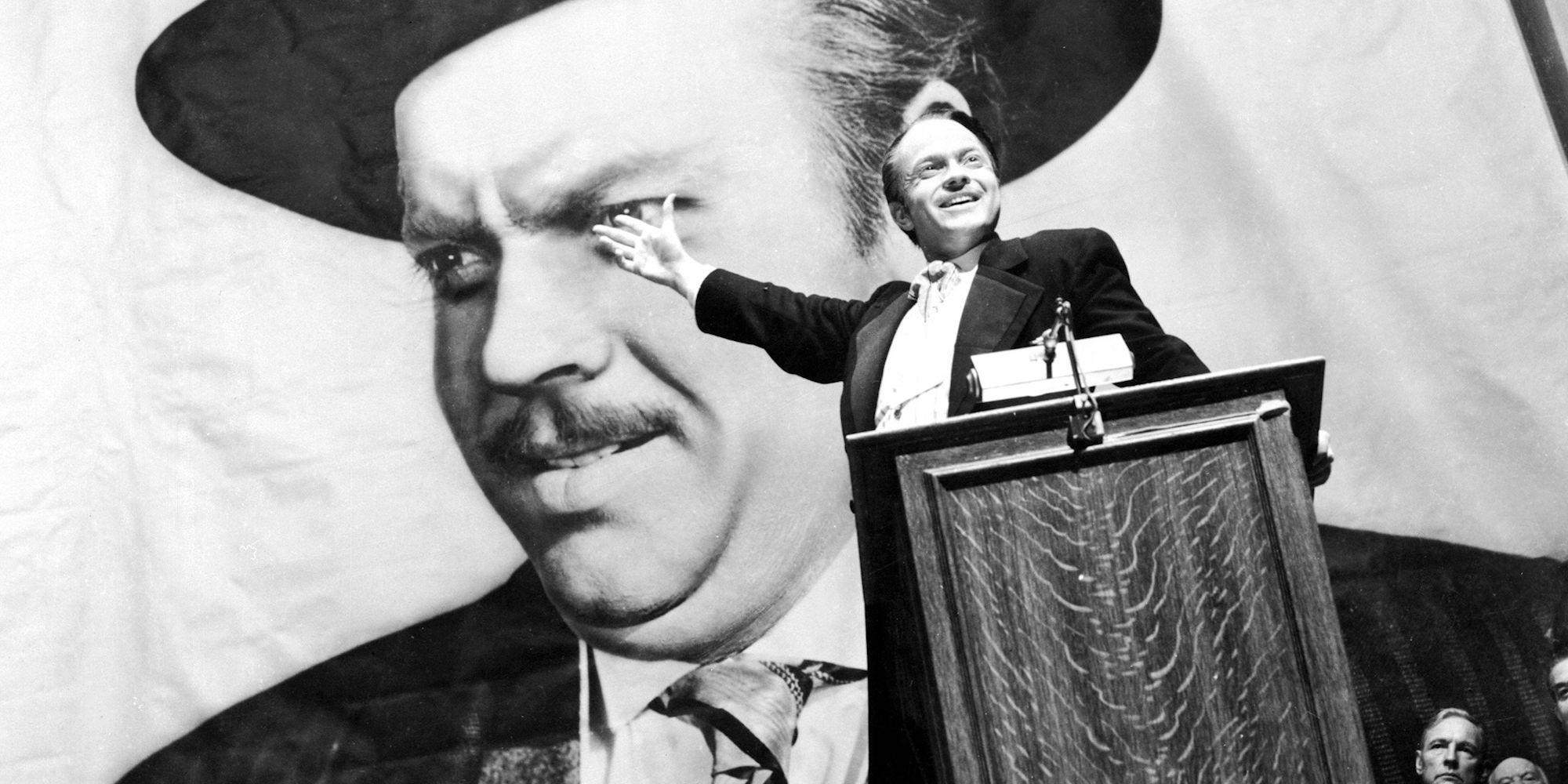 Charles Foster Kane giving a speech in Citizen Kane