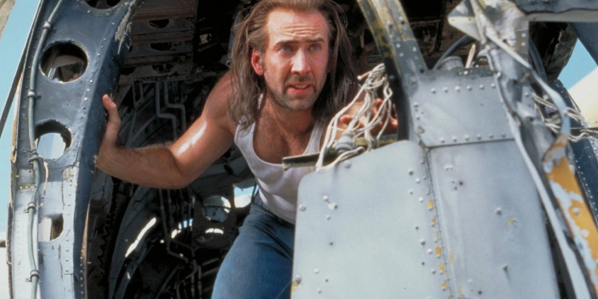 Nicolas Cage in airplane in Con Air.