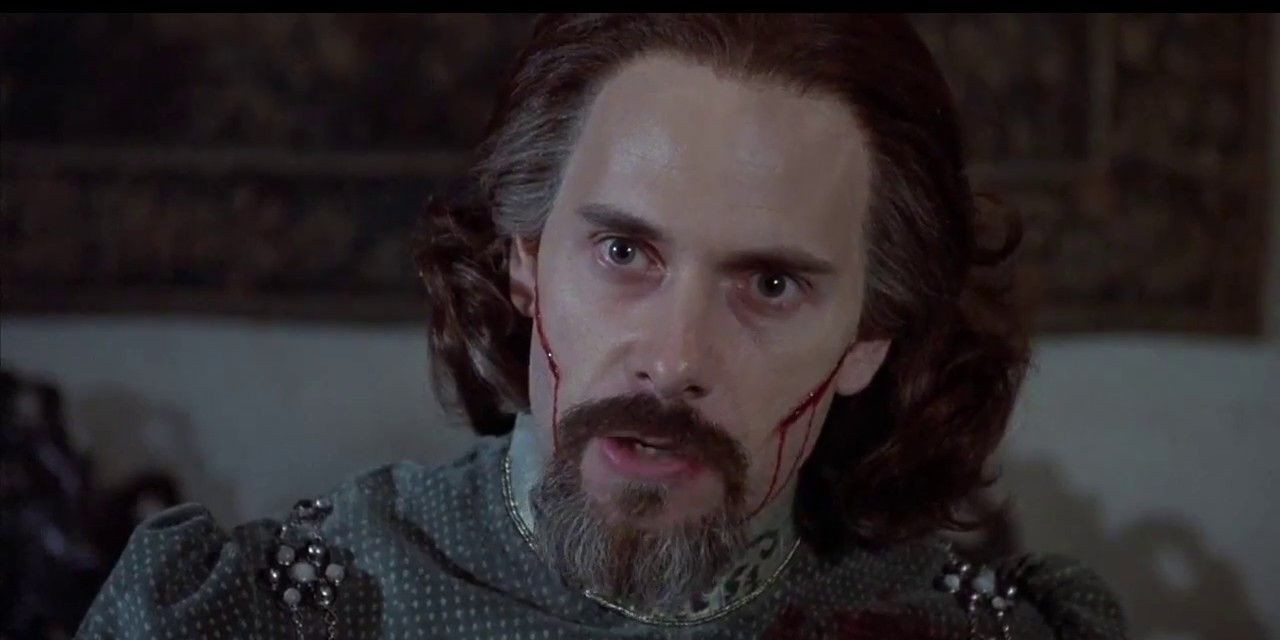 Count Rugen with cuts on his cheeks in The Princess Bride