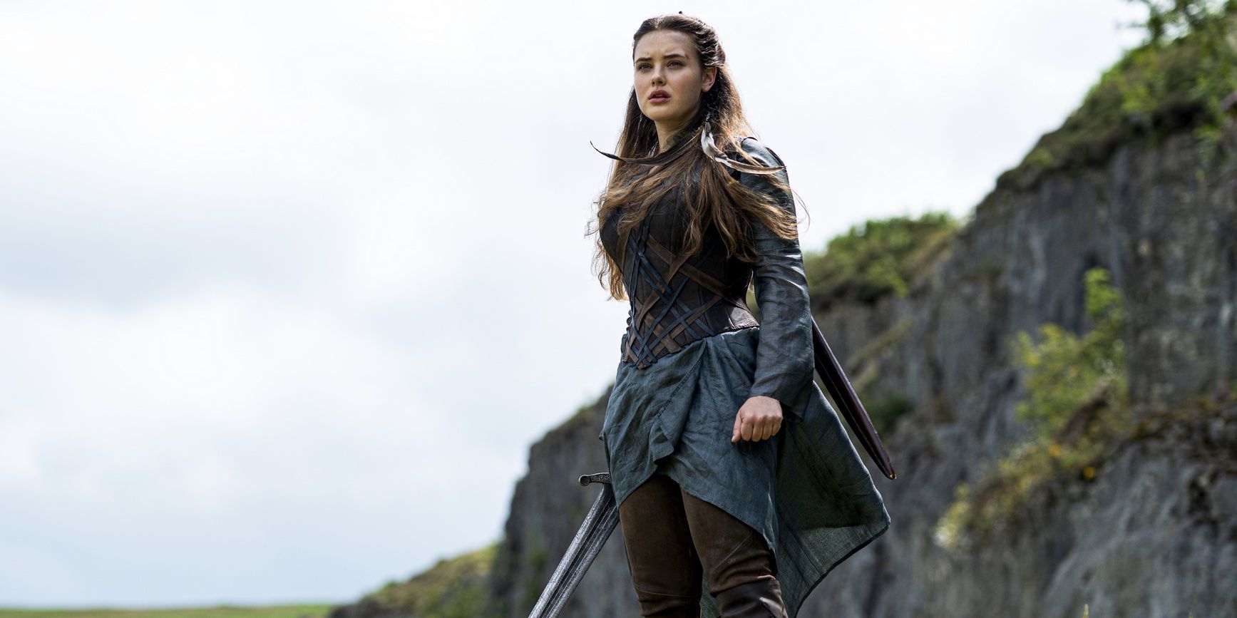 Katherine Langford holding a sword in 'Cursed'