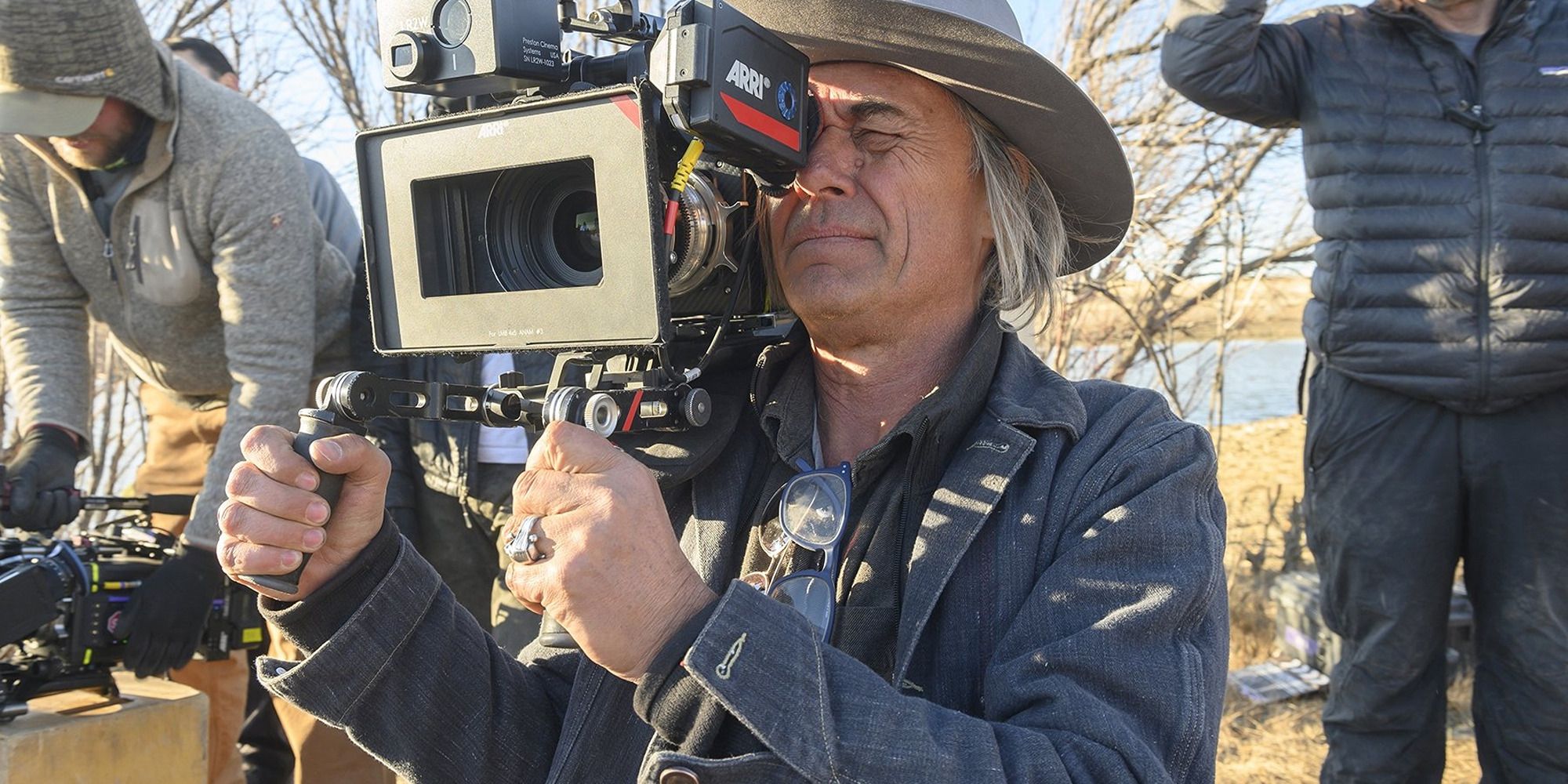 cinematographer Dariusz Wolski preparing a shot out in the open