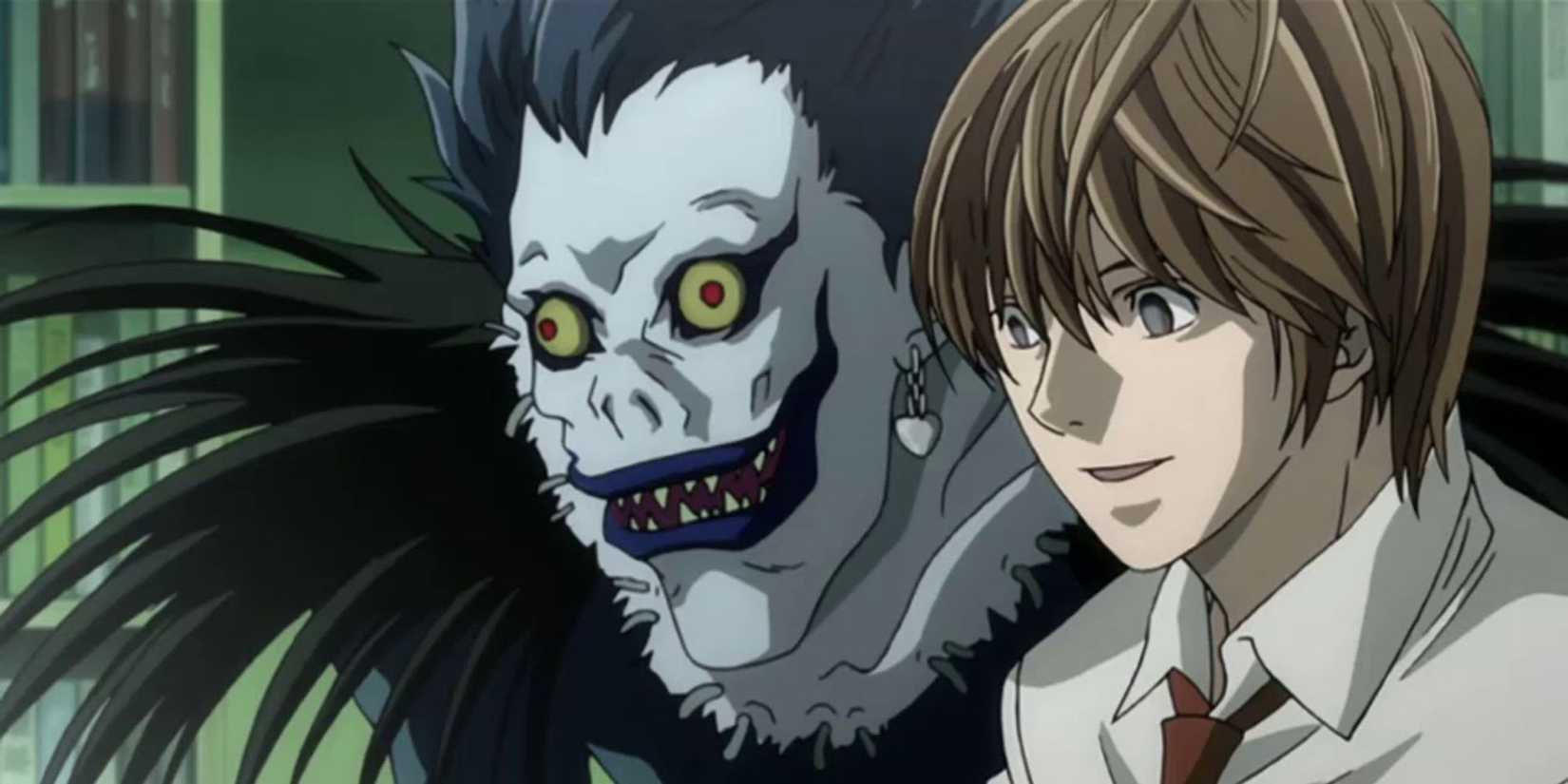 Ryu and Light Yagami look at something off-screen together in Death Note.