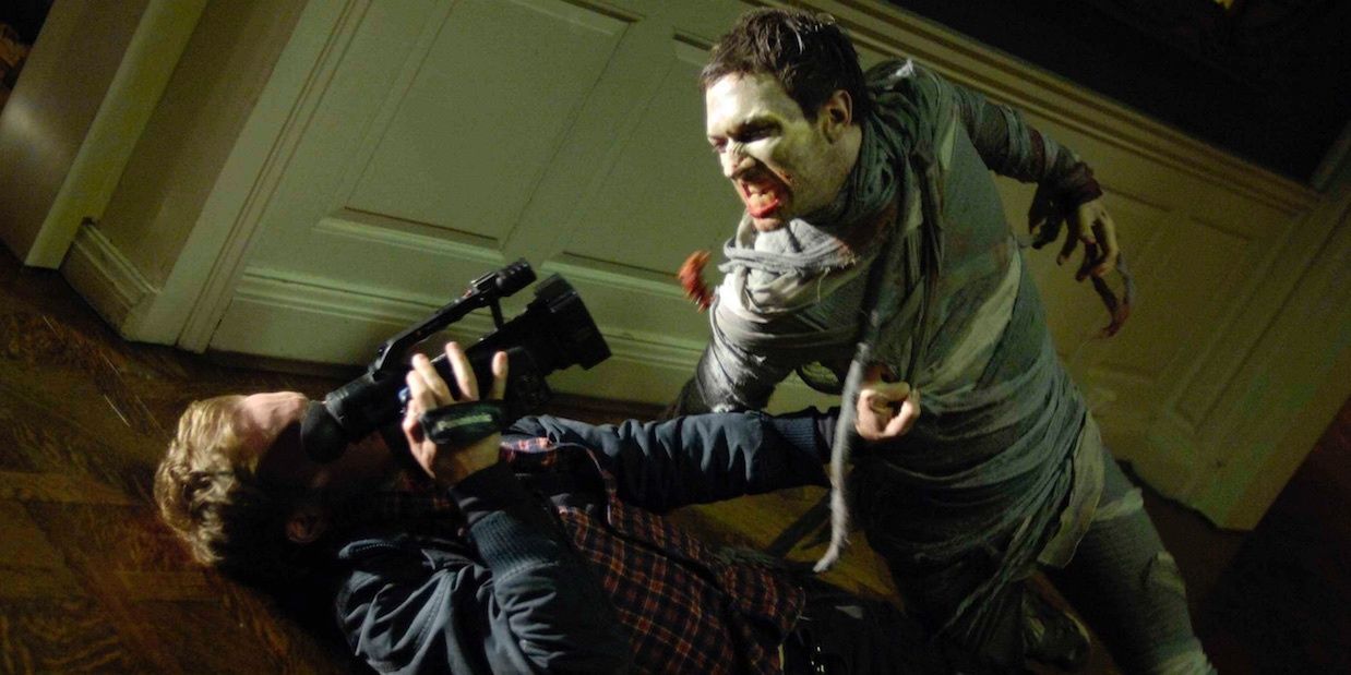 A zombie attacking a cameraman