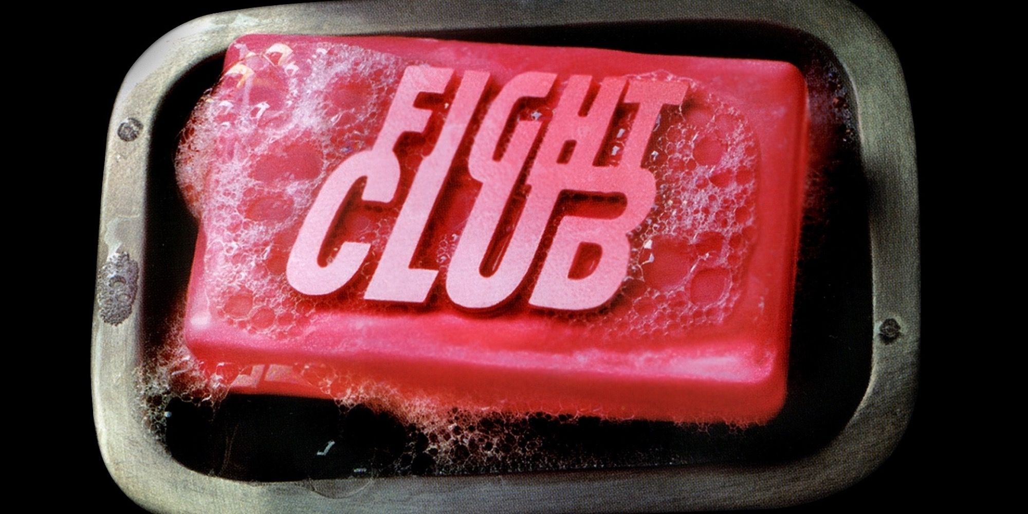 Pink soap bar with the words 'fight club' on it