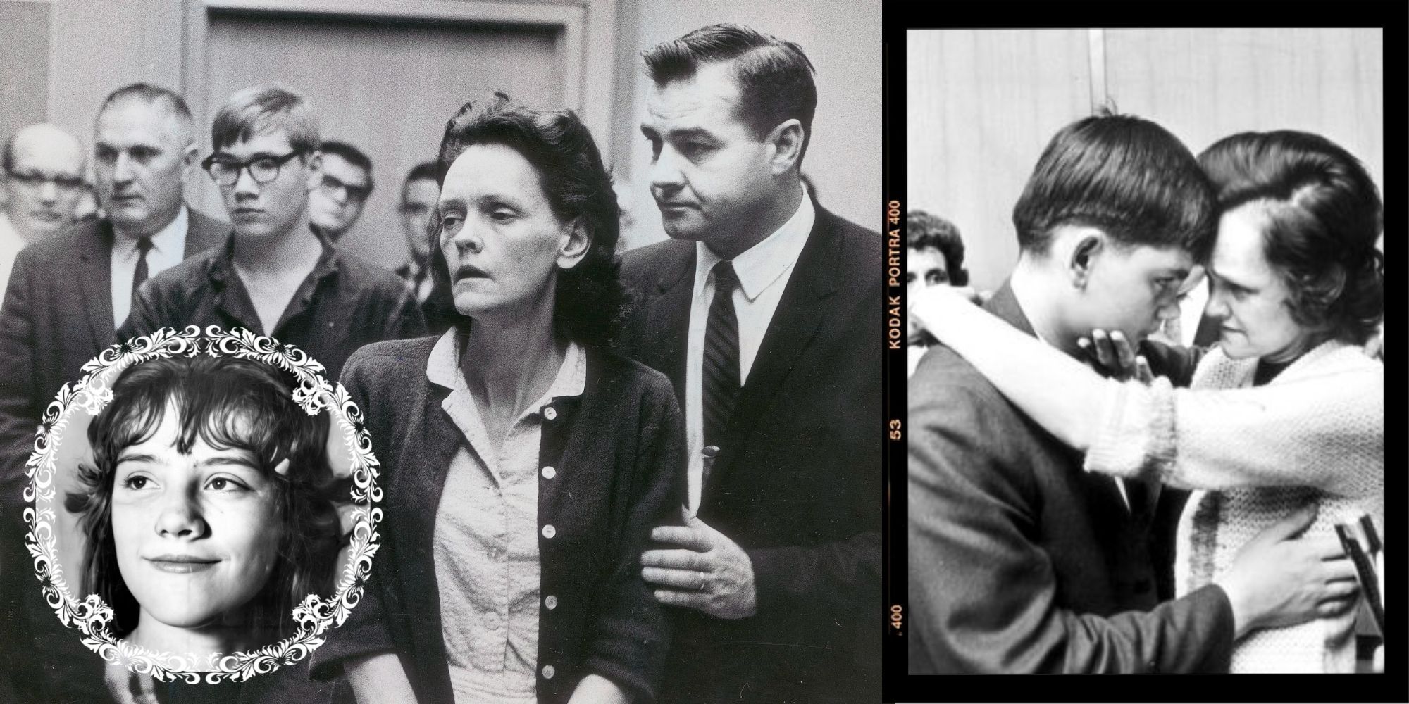 Gertrude Baniszewski American Murderer at her trial, comforting her son, their victim Sylvia Likens on left