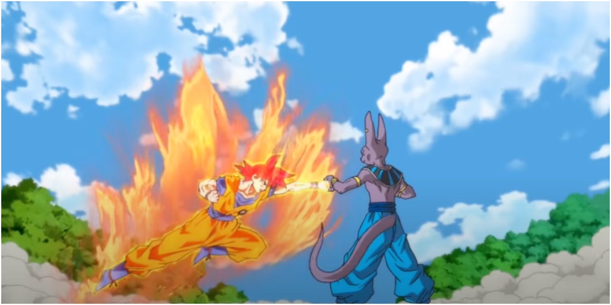 Super Saiyan God Goku vs Beerus