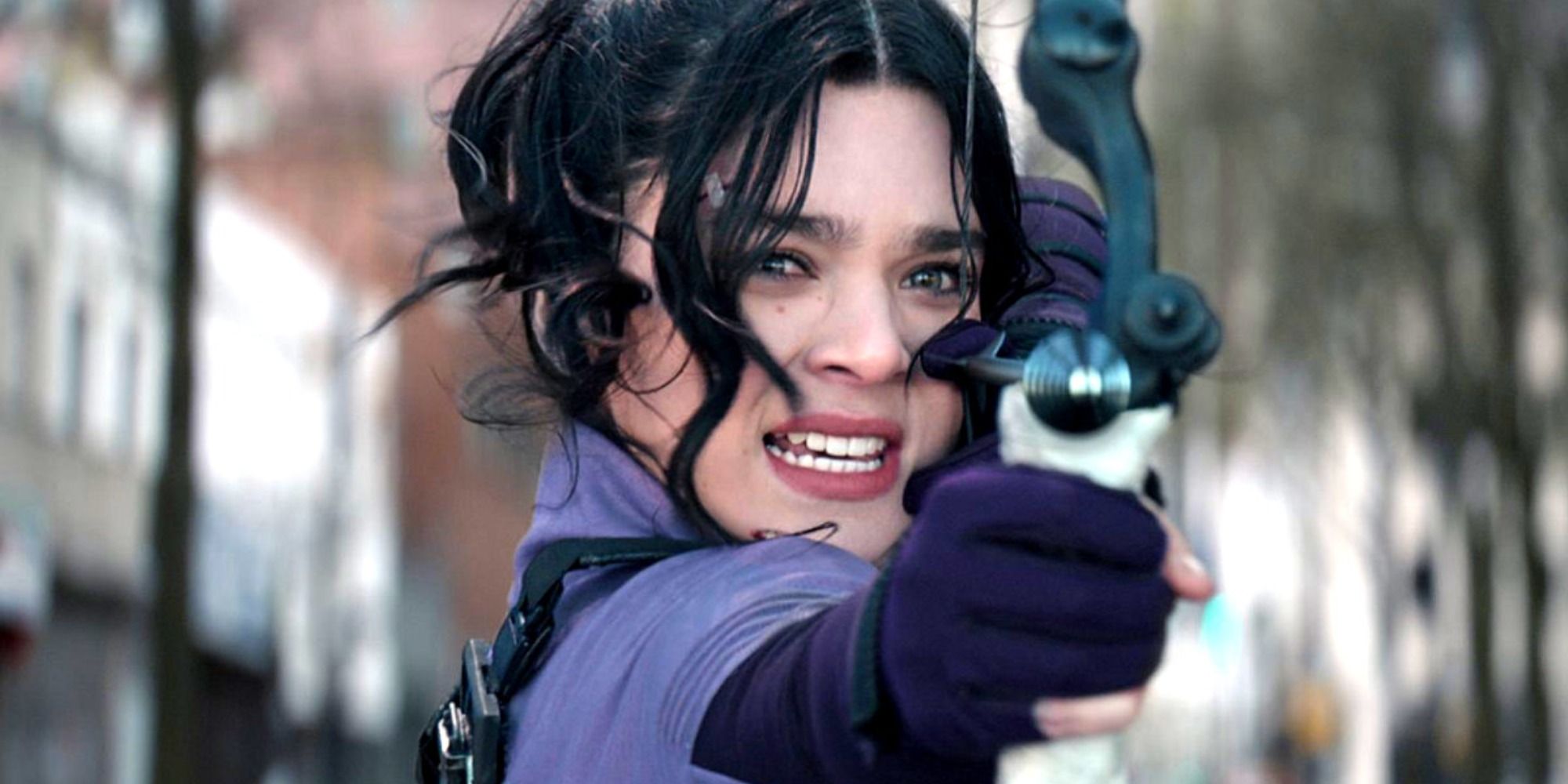 Kate Bishop shooting an arrow in Hawkeye.