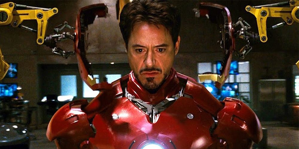 Robert Downey Jr as Tony Stark in the Iron Man suit
