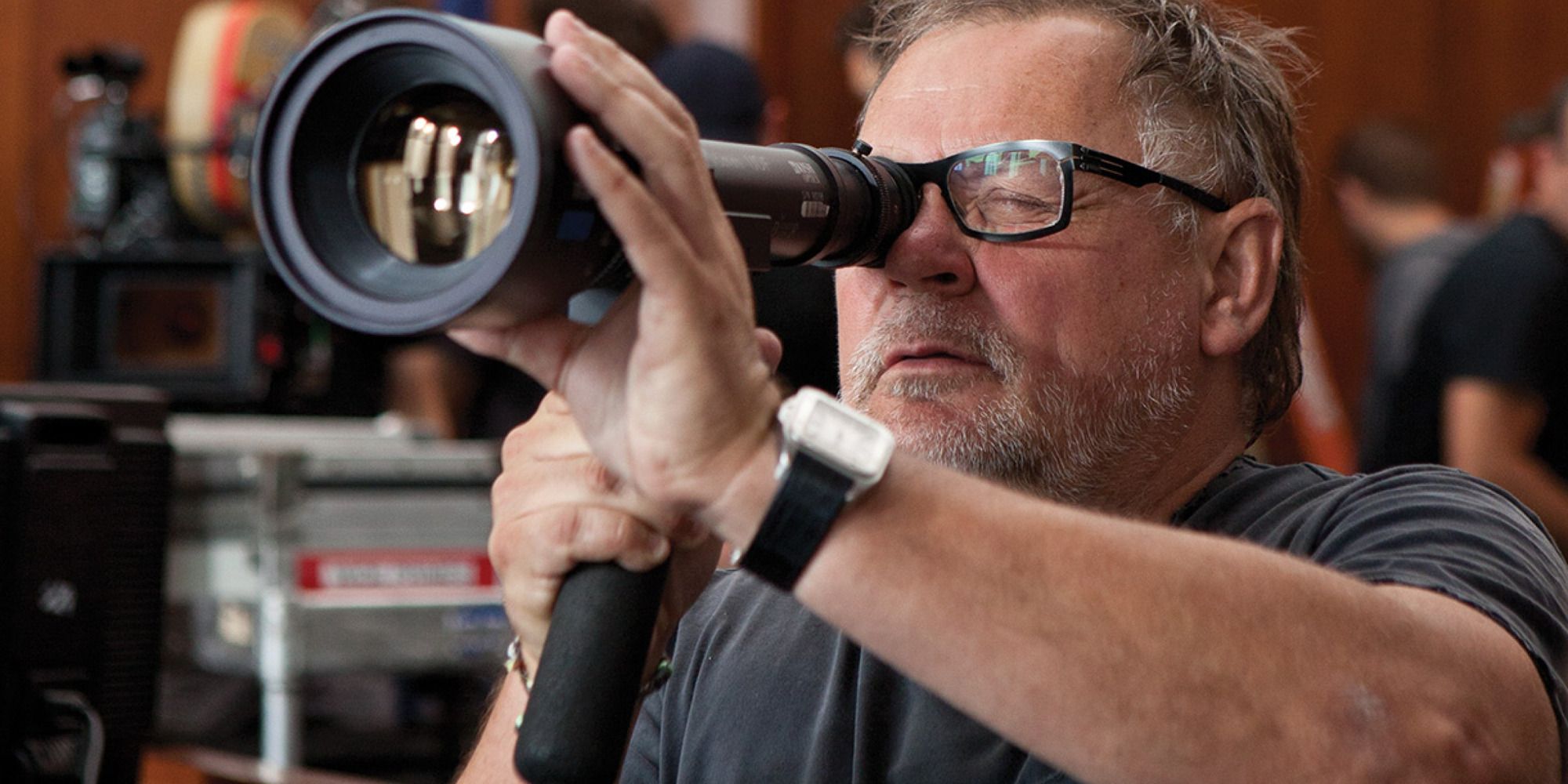 cinematographer Janusz Kaminski planning a shot