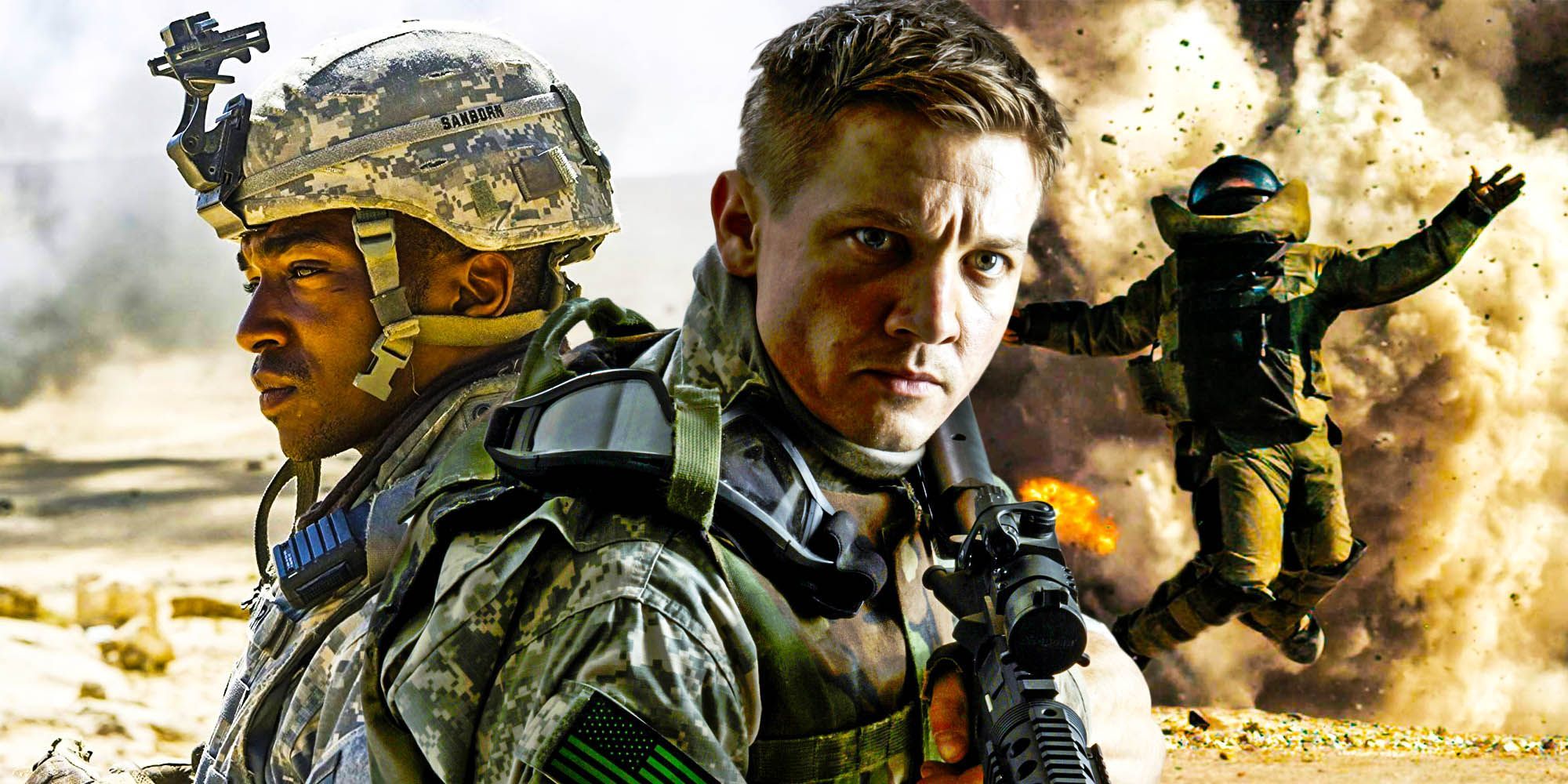 Image mélangée de Jeremy Renner dans 'The Hurt Locker'.