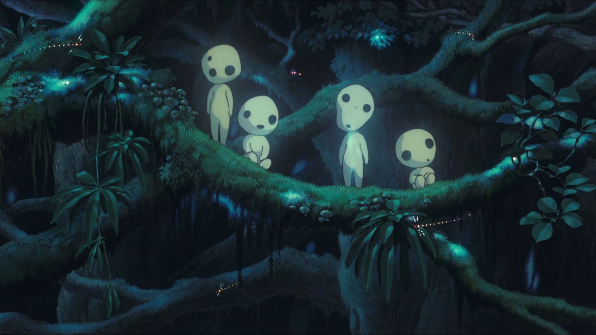 Kodama in the trees in Princess Mononoke.