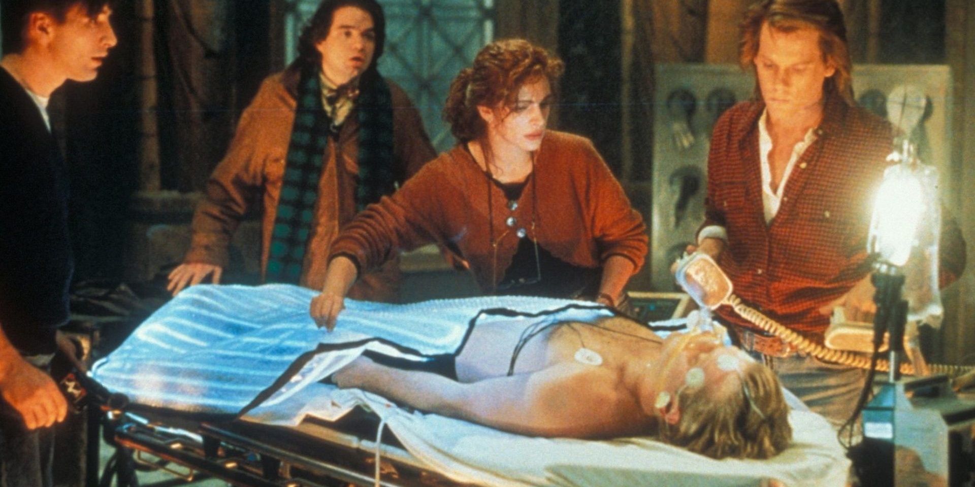 Characters in Flatliners performing one of their tests