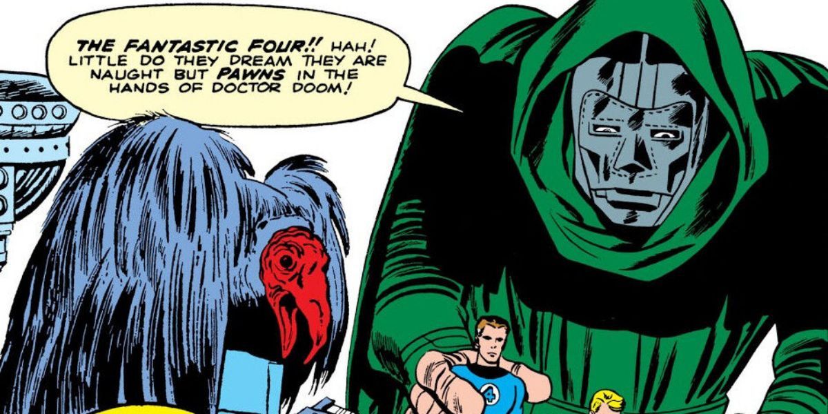 Doctor Doom in Marvel Comics talking to the Fantastic Four