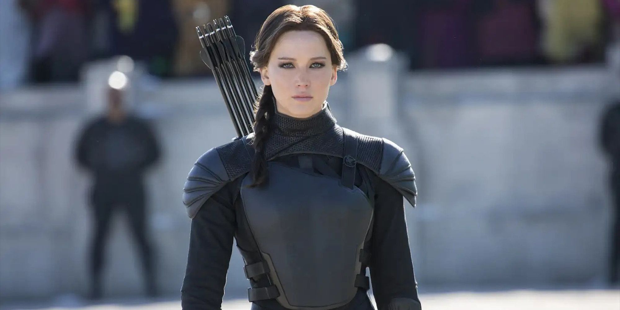 Jennifer Lawrence as Katniss Everdeen in The Hunger Games: Mockingjay Part 2